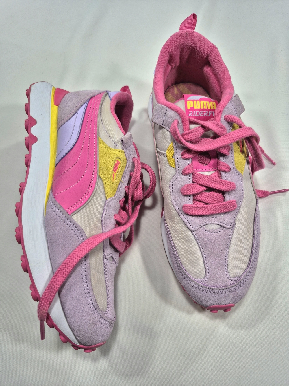 Puma RiderFV Womens Pink Lavender & Yellow Sneakers Size 9